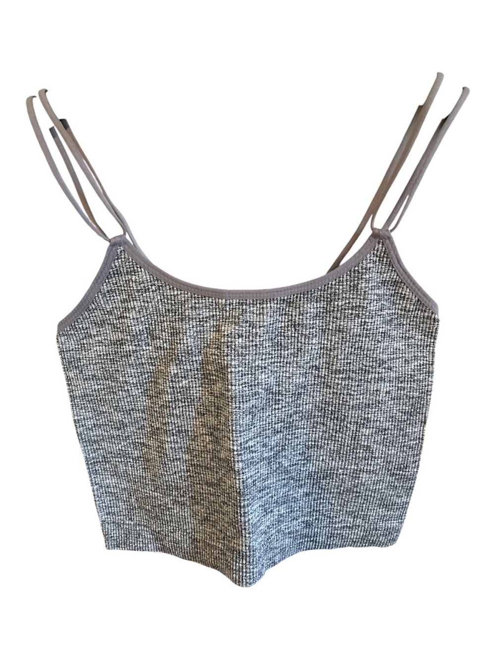 Colsie Gray Ribbed Double-Strap Crop Top
